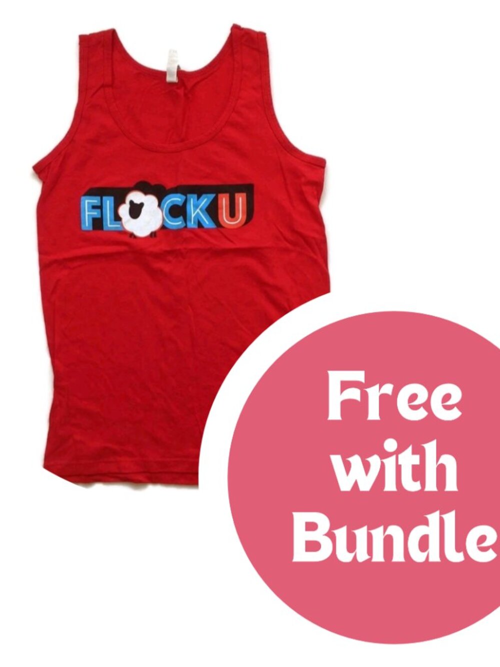 FWB Graphic Tank Top FlockU S Red Sheep T-shirt 100% Cotton Advertising